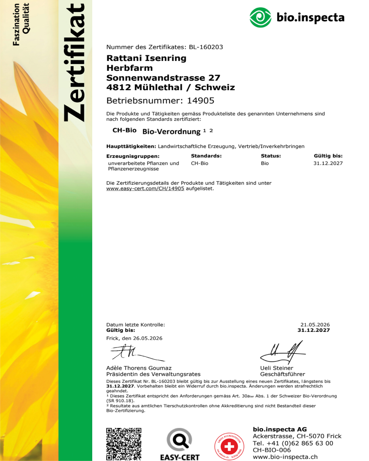 Bio-Zertifikat