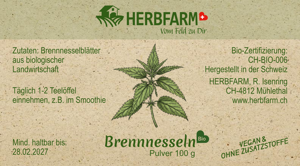 Etikette Brennnesselpulver