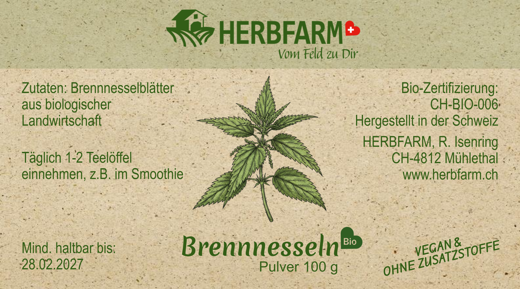 Etikette Brennnesselpulver