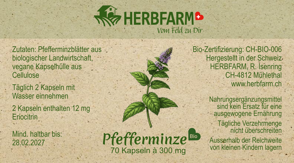 Etikette Pfefferminzkapseln