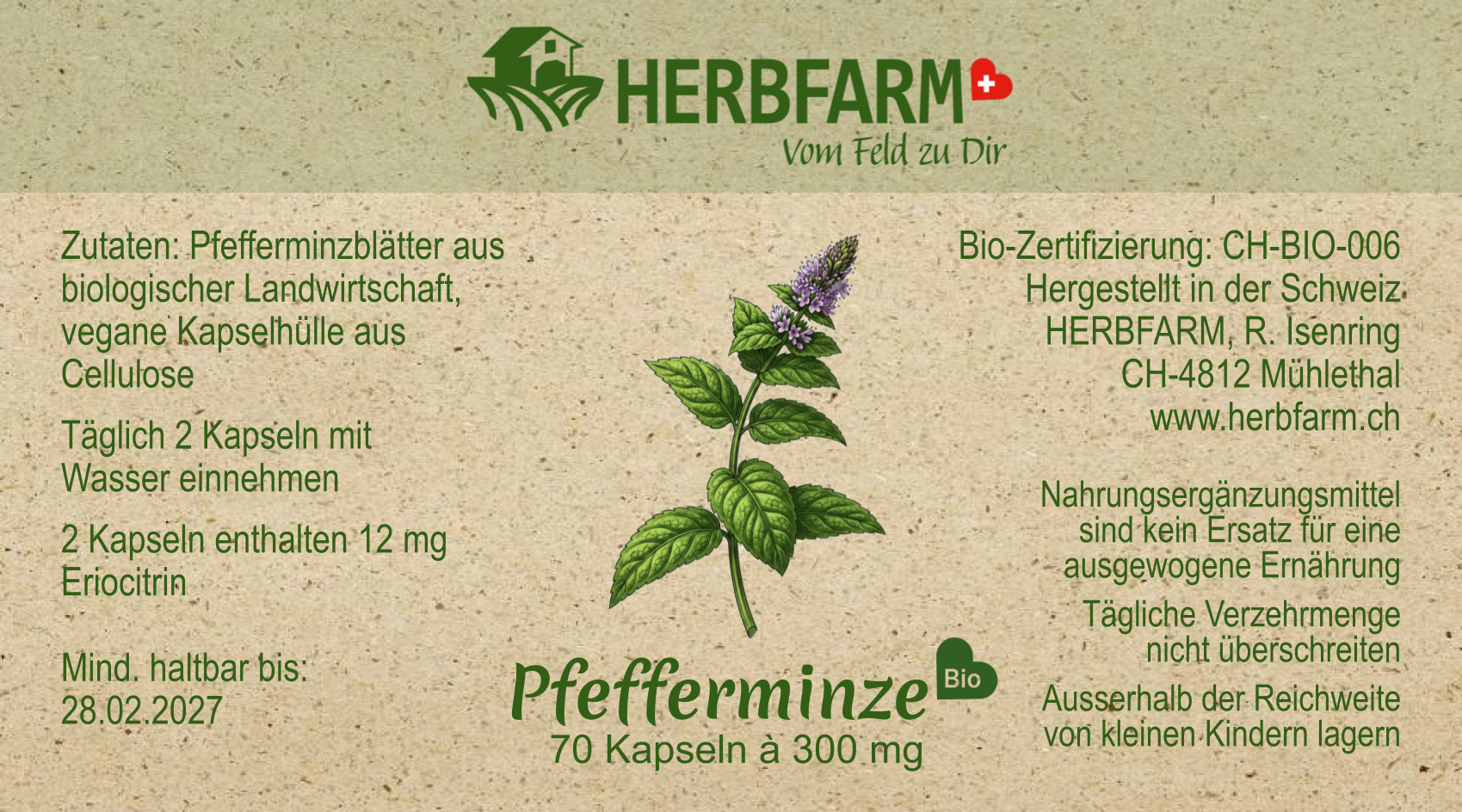 Etikette Pfefferminzkapseln