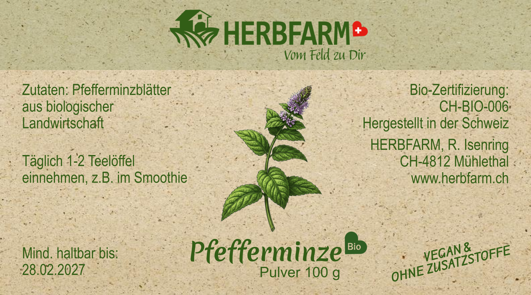 Etikette Pfefferminzpulver