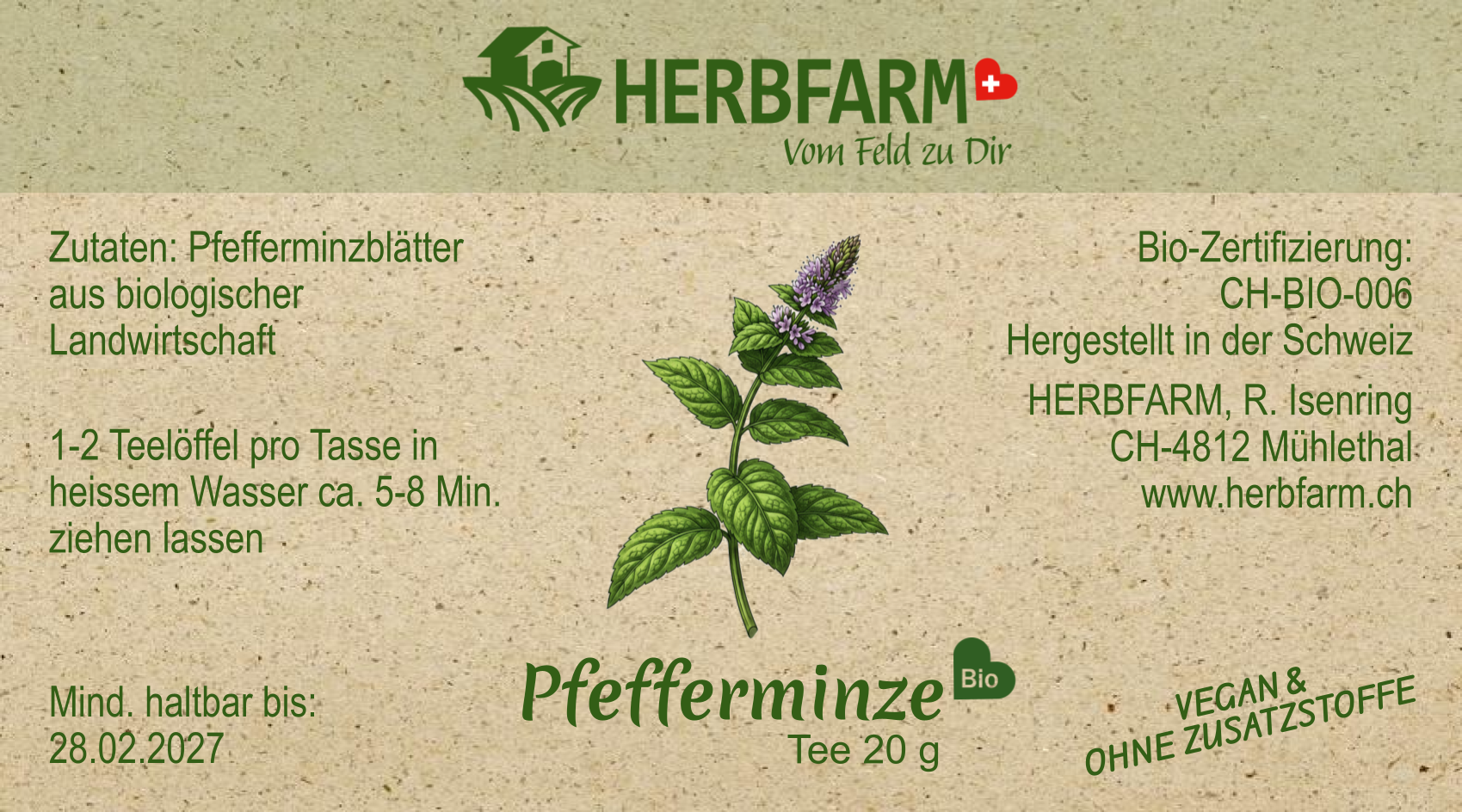 Etikette Pfefferminztee