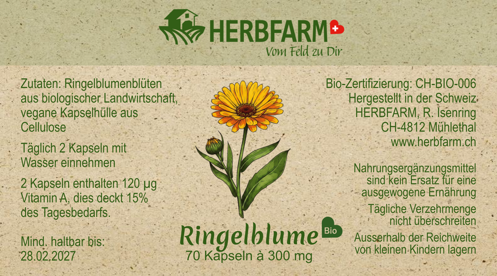 Etikette Ringelblumenkapseln