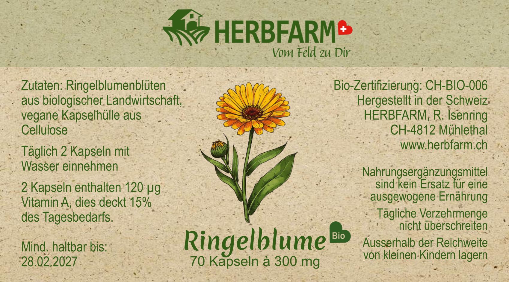 Etikette Ringelblumenkapseln
