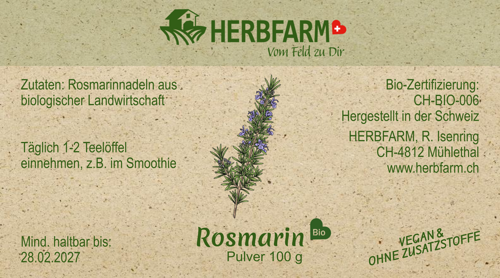 Etikette Rosmarin Pulver