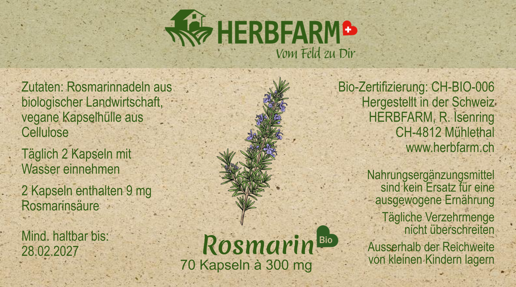 Etikette Rosmarinkapseln