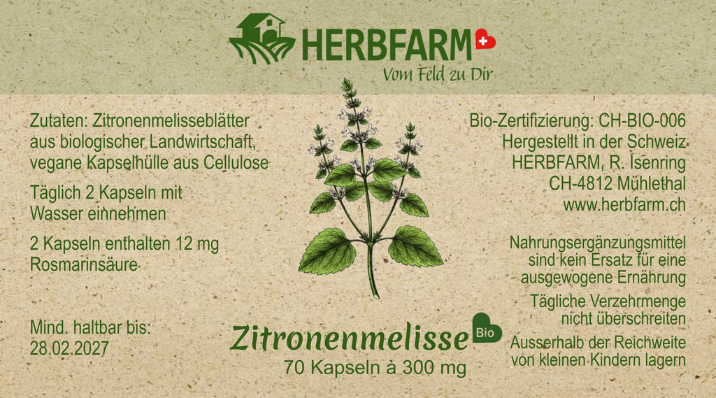 Etikette Zitronenmelisse 70 Kapseln