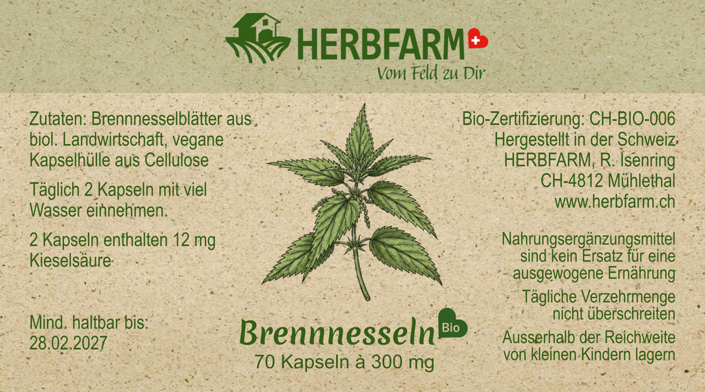 Etikette 70 Brennnesselkapseln
